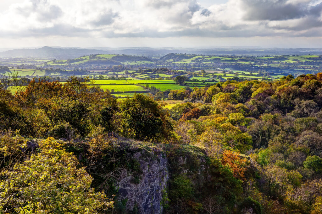 The Mendips scenic view of historic forests and hills